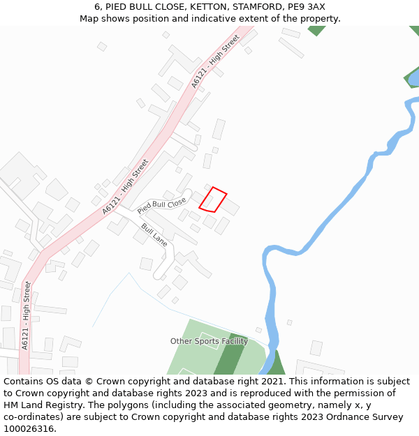 6, PIED BULL CLOSE, KETTON, STAMFORD, PE9 3AX: Location map and indicative extent of plot