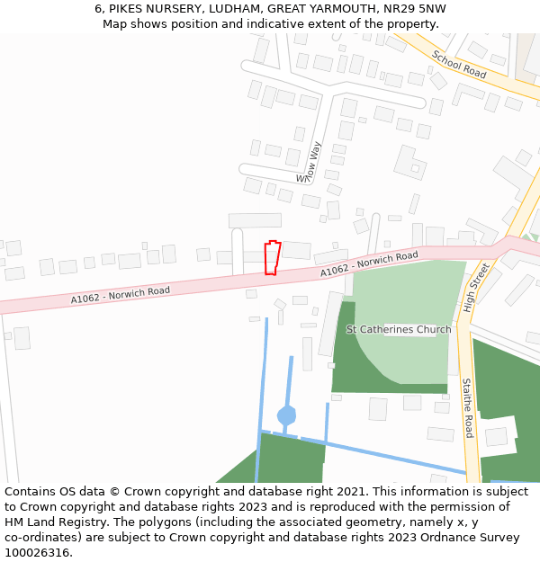 6, PIKES NURSERY, LUDHAM, GREAT YARMOUTH, NR29 5NW: Location map and indicative extent of plot