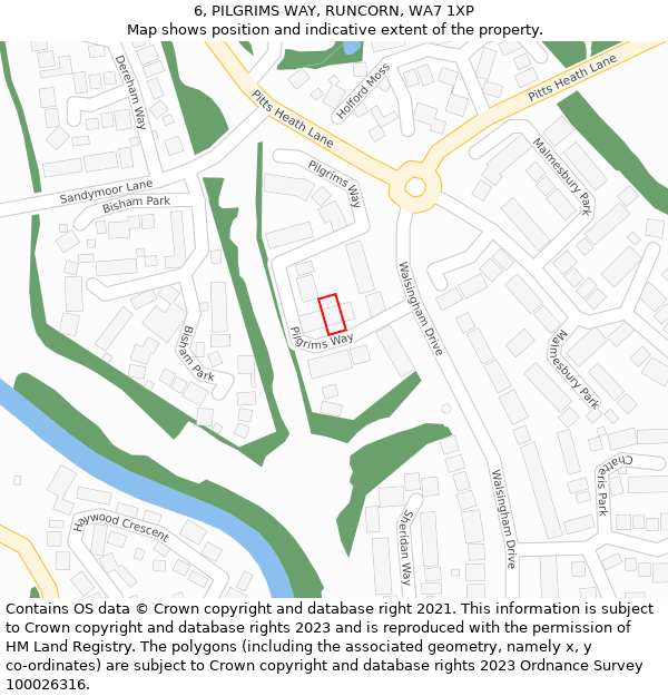 6, PILGRIMS WAY, RUNCORN, WA7 1XP: Location map and indicative extent of plot