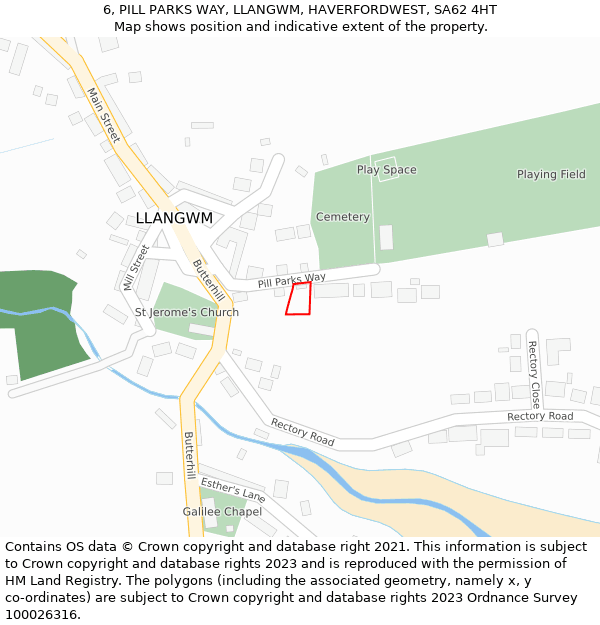 6, PILL PARKS WAY, LLANGWM, HAVERFORDWEST, SA62 4HT: Location map and indicative extent of plot