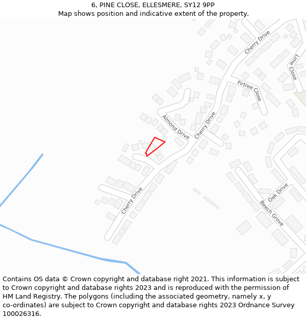 6, PINE CLOSE, ELLESMERE, SY12 9PP: Location map and indicative extent of plot