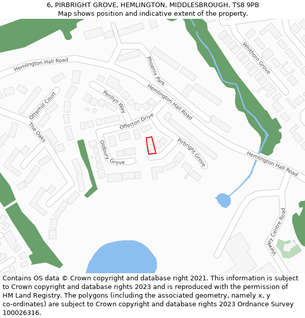 6, PIRBRIGHT GROVE, HEMLINGTON, MIDDLESBROUGH, TS8 9PB: Location map and indicative extent of plot