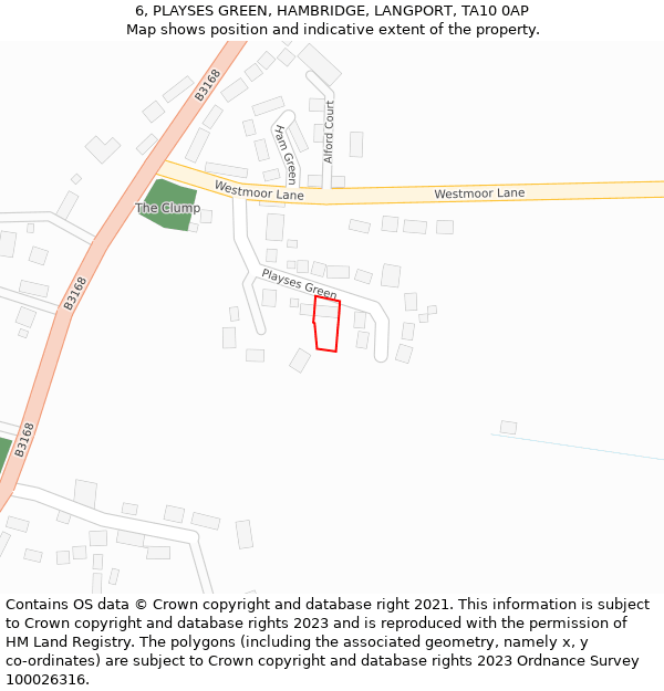 6, PLAYSES GREEN, HAMBRIDGE, LANGPORT, TA10 0AP: Location map and indicative extent of plot