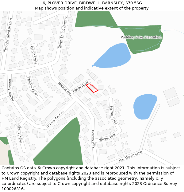 6, PLOVER DRIVE, BIRDWELL, BARNSLEY, S70 5SG: Location map and indicative extent of plot