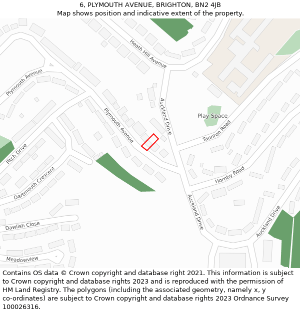 6, PLYMOUTH AVENUE, BRIGHTON, BN2 4JB: Location map and indicative extent of plot