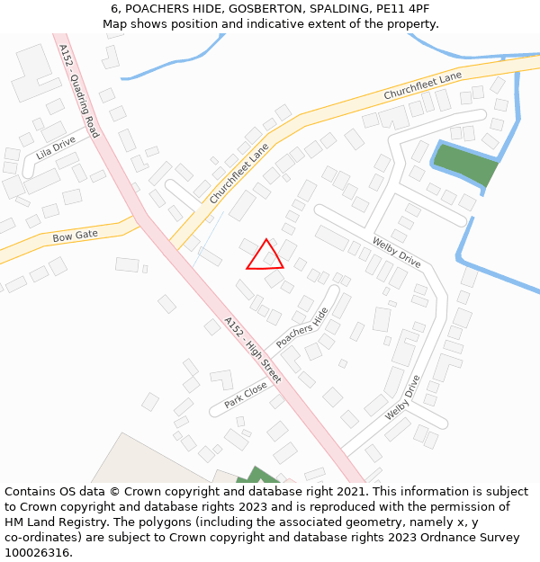 6, POACHERS HIDE, GOSBERTON, SPALDING, PE11 4PF: Location map and indicative extent of plot