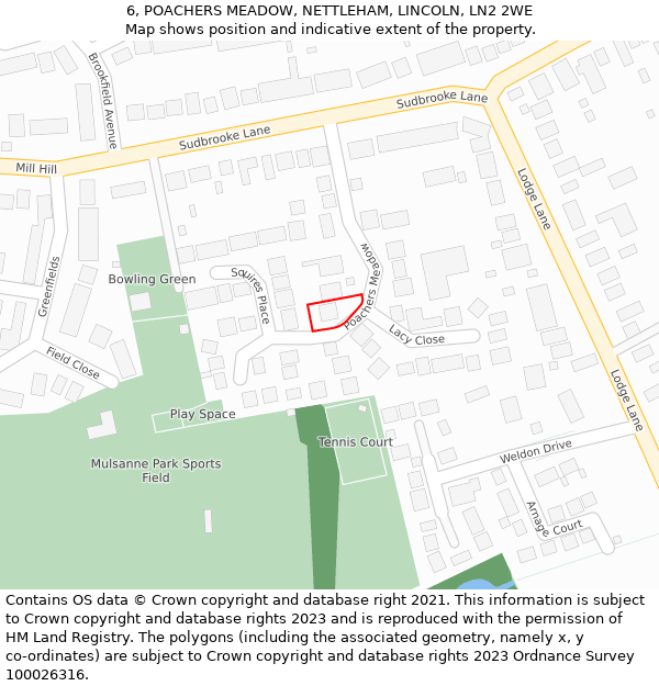 6, POACHERS MEADOW, NETTLEHAM, LINCOLN, LN2 2WE: Location map and indicative extent of plot