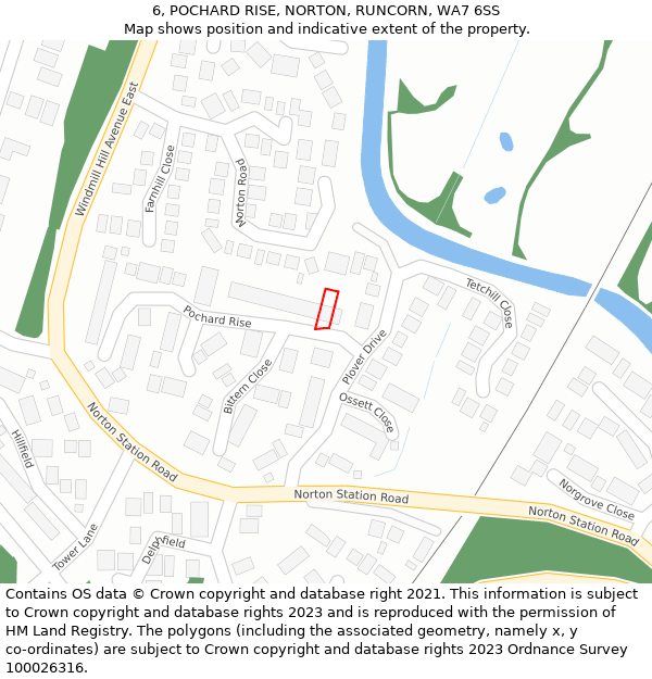 6, POCHARD RISE, NORTON, RUNCORN, WA7 6SS: Location map and indicative extent of plot