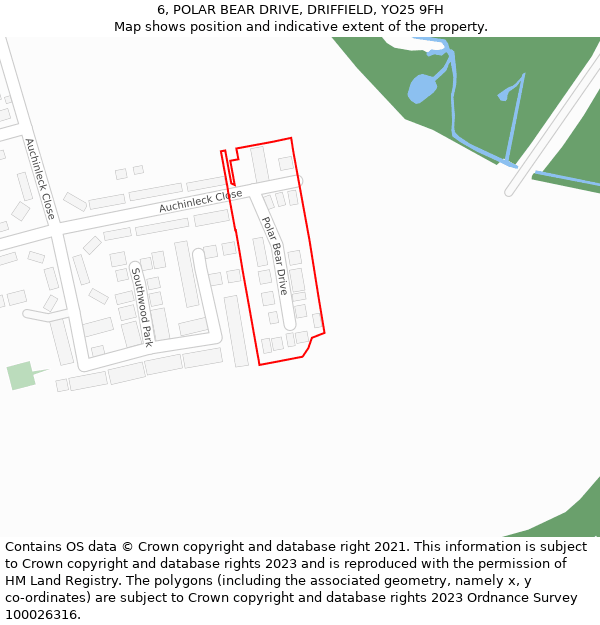 6, POLAR BEAR DRIVE, DRIFFIELD, YO25 9FH: Location map and indicative extent of plot