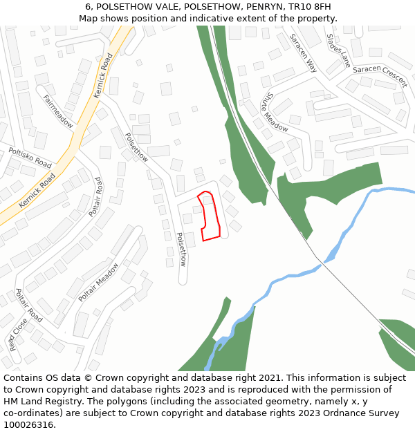 6, POLSETHOW VALE, POLSETHOW, PENRYN, TR10 8FH: Location map and indicative extent of plot