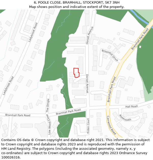 6, POOLE CLOSE, BRAMHALL, STOCKPORT, SK7 3NH: Location map and indicative extent of plot