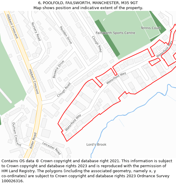 6, POOLFOLD, FAILSWORTH, MANCHESTER, M35 9GT: Location map and indicative extent of plot