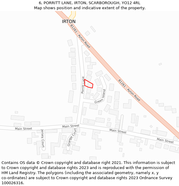 6, PORRITT LANE, IRTON, SCARBOROUGH, YO12 4RL: Location map and indicative extent of plot