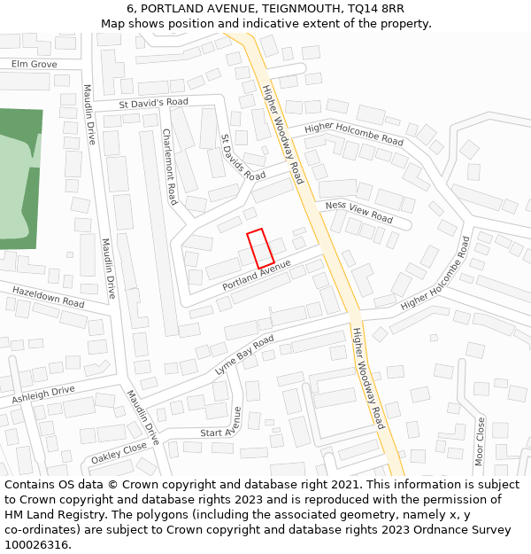 6, PORTLAND AVENUE, TEIGNMOUTH, TQ14 8RR: Location map and indicative extent of plot