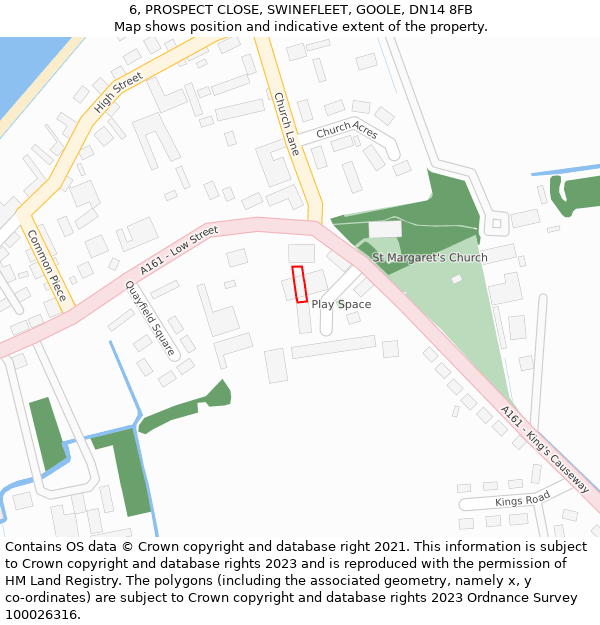 6, PROSPECT CLOSE, SWINEFLEET, GOOLE, DN14 8FB: Location map and indicative extent of plot