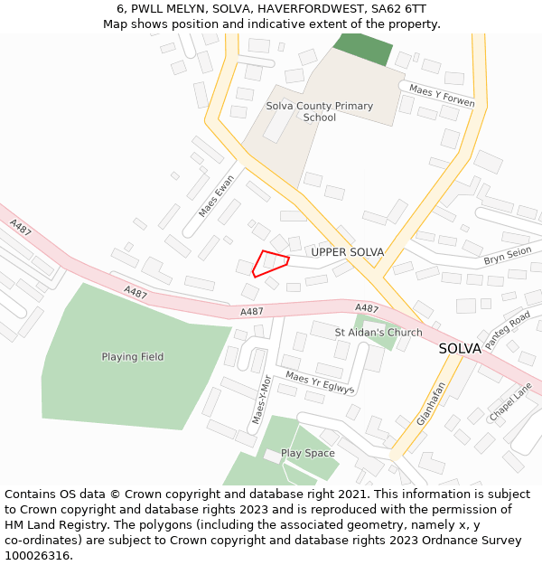 6, PWLL MELYN, SOLVA, HAVERFORDWEST, SA62 6TT: Location map and indicative extent of plot