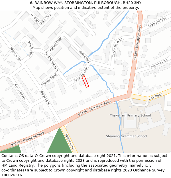 6, RAINBOW WAY, STORRINGTON, PULBOROUGH, RH20 3NY: Location map and indicative extent of plot