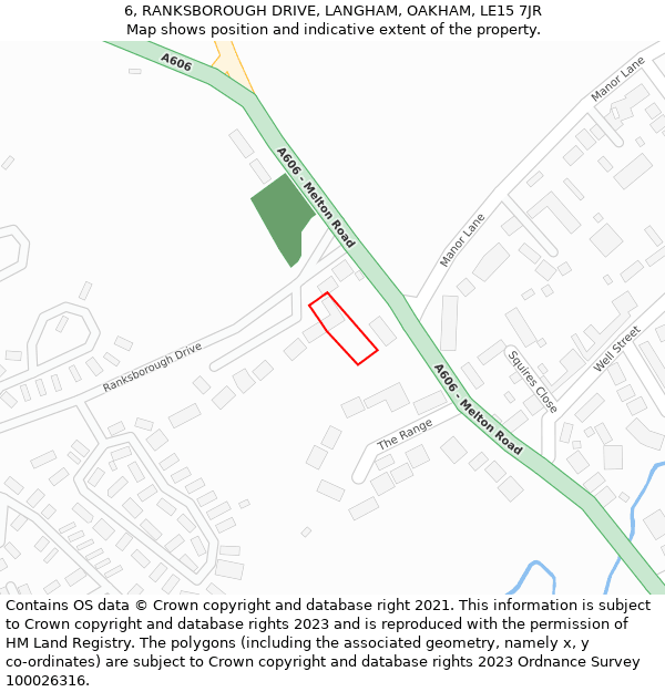 6, RANKSBOROUGH DRIVE, LANGHAM, OAKHAM, LE15 7JR: Location map and indicative extent of plot