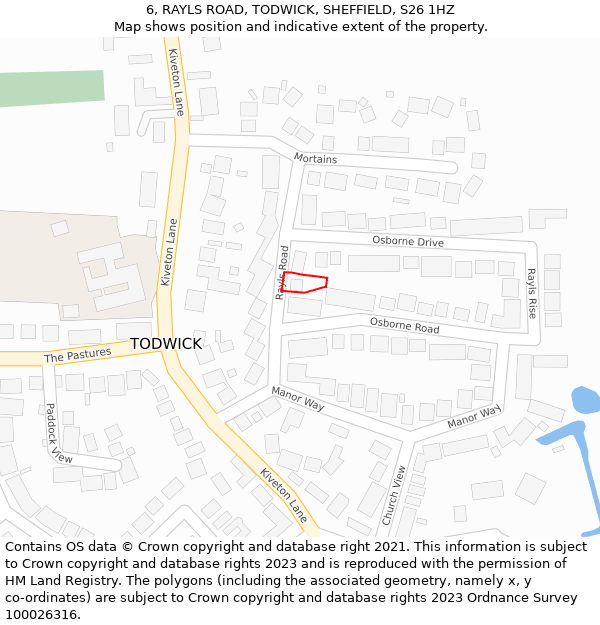 6, RAYLS ROAD, TODWICK, SHEFFIELD, S26 1HZ: Location map and indicative extent of plot