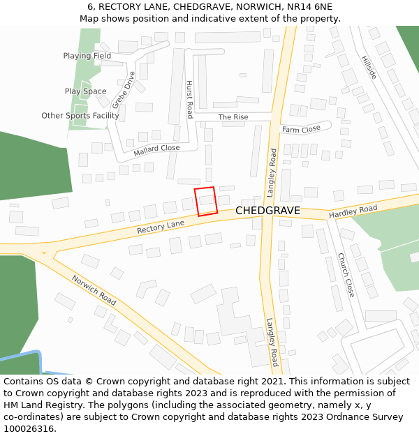 6, RECTORY LANE, CHEDGRAVE, NORWICH, NR14 6NE: Location map and indicative extent of plot