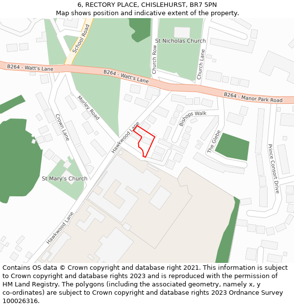 6, RECTORY PLACE, CHISLEHURST, BR7 5PN: Location map and indicative extent of plot