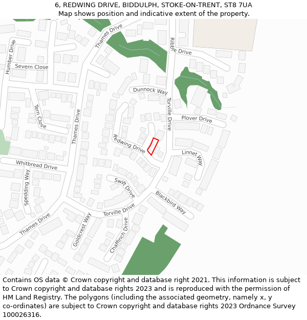 6, REDWING DRIVE, BIDDULPH, STOKE-ON-TRENT, ST8 7UA: Location map and indicative extent of plot