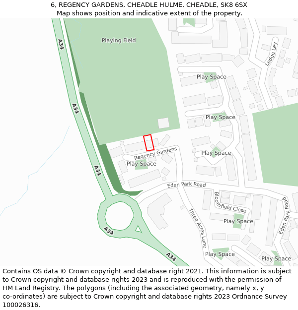 6, REGENCY GARDENS, CHEADLE HULME, CHEADLE, SK8 6SX: Location map and indicative extent of plot