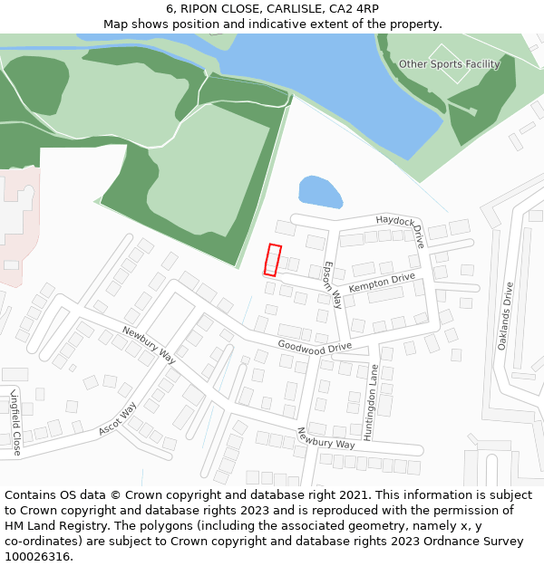 6, RIPON CLOSE, CARLISLE, CA2 4RP: Location map and indicative extent of plot