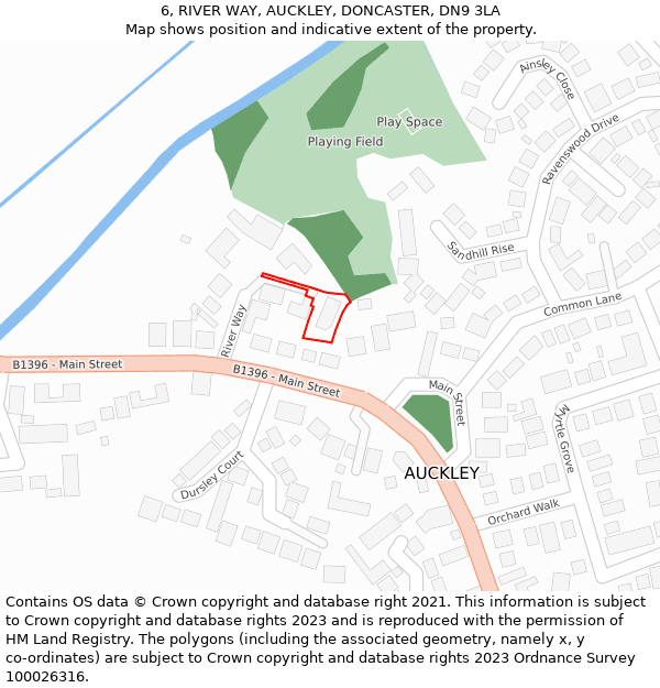 6, RIVER WAY, AUCKLEY, DONCASTER, DN9 3LA: Location map and indicative extent of plot