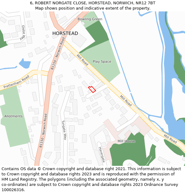 6, ROBERT NORGATE CLOSE, HORSTEAD, NORWICH, NR12 7BT: Location map and indicative extent of plot