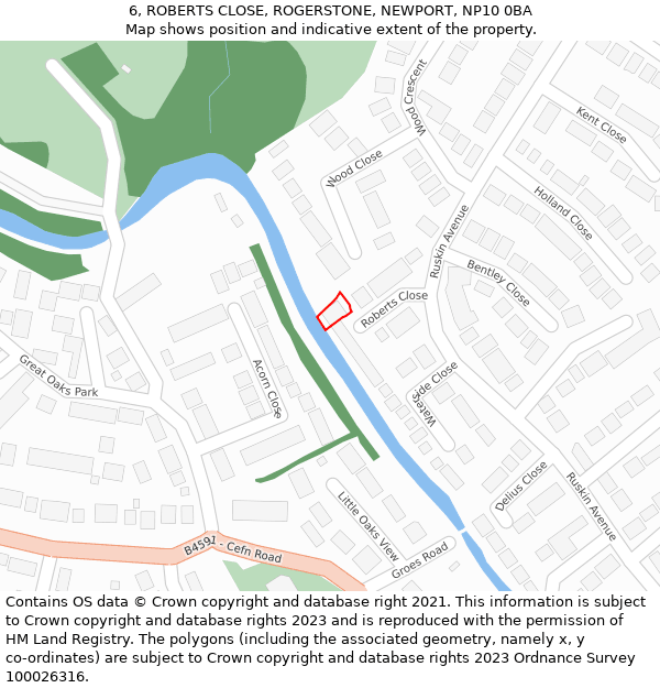 6, ROBERTS CLOSE, ROGERSTONE, NEWPORT, NP10 0BA: Location map and indicative extent of plot