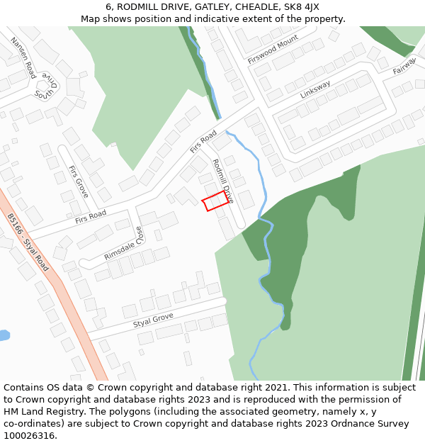 6, RODMILL DRIVE, GATLEY, CHEADLE, SK8 4JX: Location map and indicative extent of plot