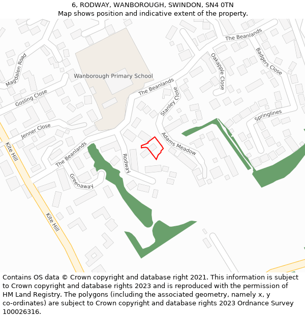 6, RODWAY, WANBOROUGH, SWINDON, SN4 0TN: Location map and indicative extent of plot