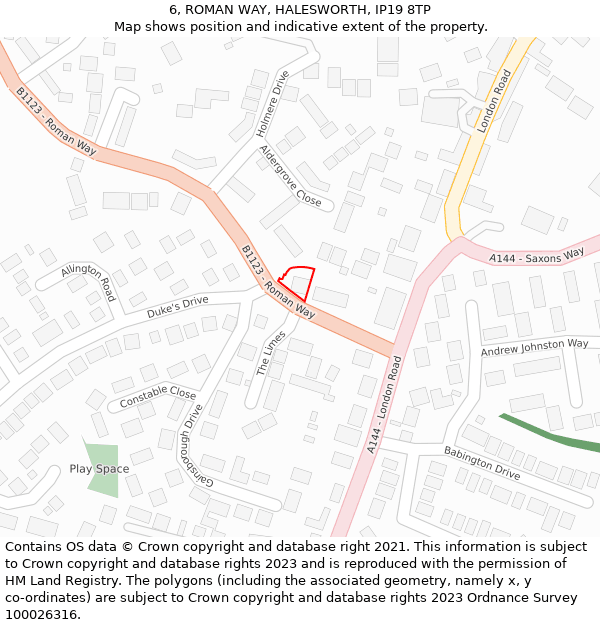 6, ROMAN WAY, HALESWORTH, IP19 8TP: Location map and indicative extent of plot