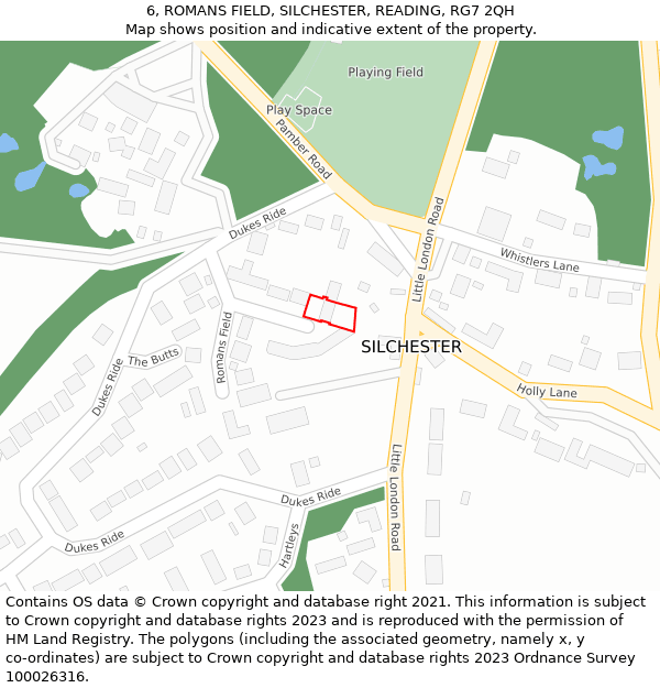 6, ROMANS FIELD, SILCHESTER, READING, RG7 2QH: Location map and indicative extent of plot