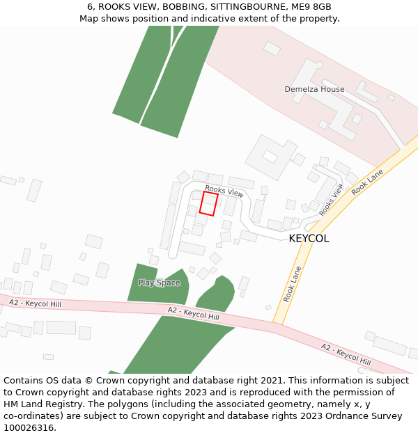 6, ROOKS VIEW, BOBBING, SITTINGBOURNE, ME9 8GB: Location map and indicative extent of plot