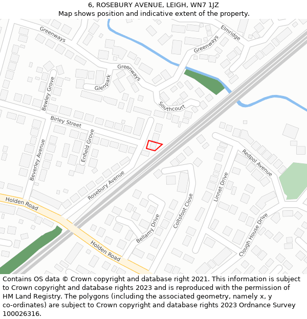 6, ROSEBURY AVENUE, LEIGH, WN7 1JZ: Location map and indicative extent of plot