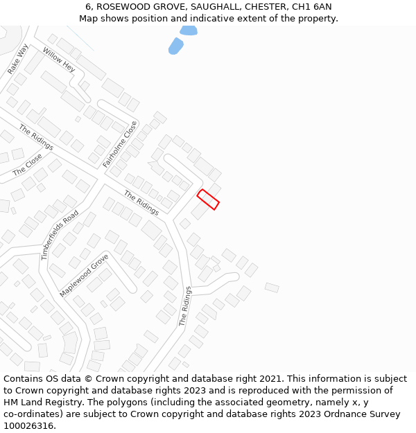 6, ROSEWOOD GROVE, SAUGHALL, CHESTER, CH1 6AN: Location map and indicative extent of plot