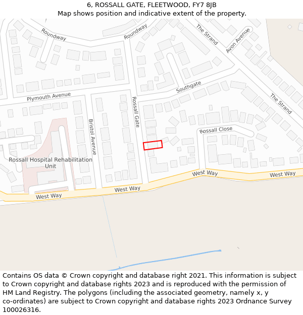 6, ROSSALL GATE, FLEETWOOD, FY7 8JB: Location map and indicative extent of plot