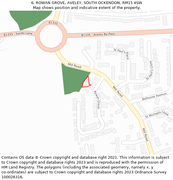 6, ROWAN GROVE, AVELEY, SOUTH OCKENDON, RM15 4SW: Location map and indicative extent of plot