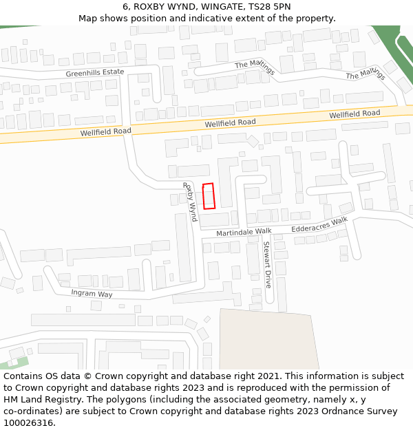 6, ROXBY WYND, WINGATE, TS28 5PN: Location map and indicative extent of plot