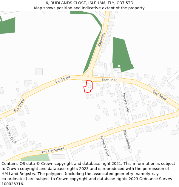 6, RUDLANDS CLOSE, ISLEHAM, ELY, CB7 5TD: Location map and indicative extent of plot