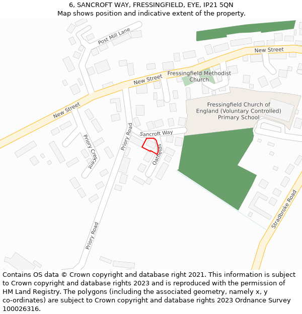 6, SANCROFT WAY, FRESSINGFIELD, EYE, IP21 5QN: Location map and indicative extent of plot