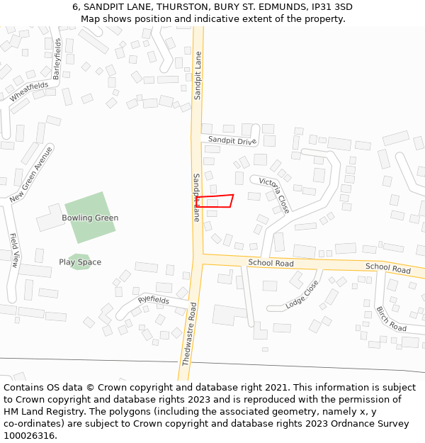 6, SANDPIT LANE, THURSTON, BURY ST. EDMUNDS, IP31 3SD: Location map and indicative extent of plot