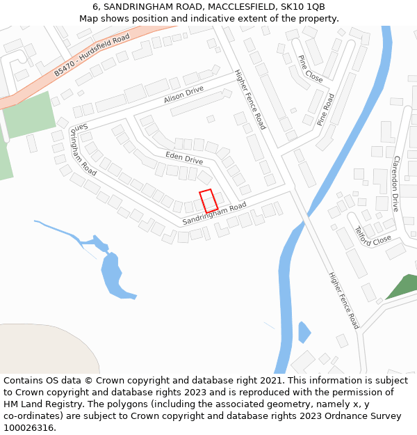 6, SANDRINGHAM ROAD, MACCLESFIELD, SK10 1QB: Location map and indicative extent of plot