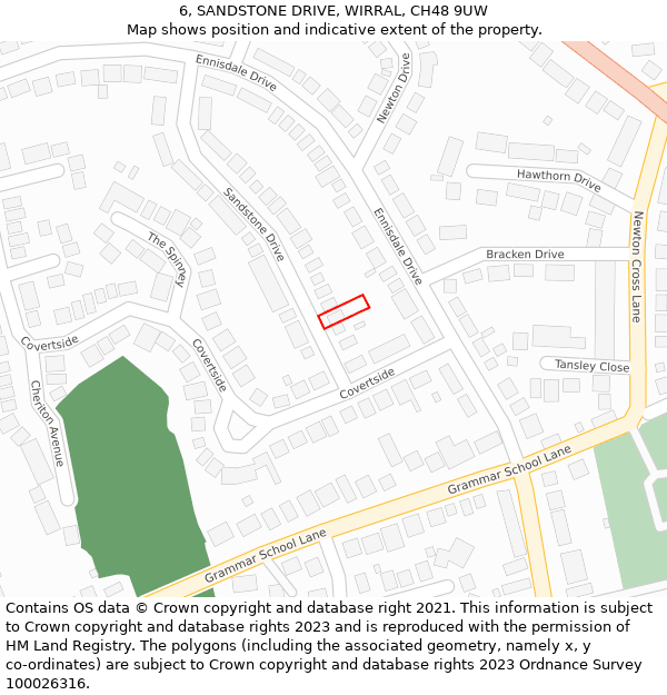 6, SANDSTONE DRIVE, WIRRAL, CH48 9UW: Location map and indicative extent of plot