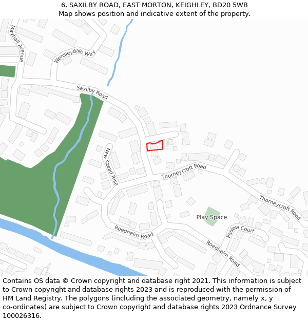 6, SAXILBY ROAD, EAST MORTON, KEIGHLEY, BD20 5WB: Location map and indicative extent of plot