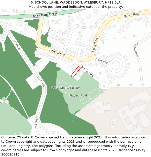 6, SCHOOL LANE, WADDESDON, AYLESBURY, HP18 0LA: Location map and indicative extent of plot