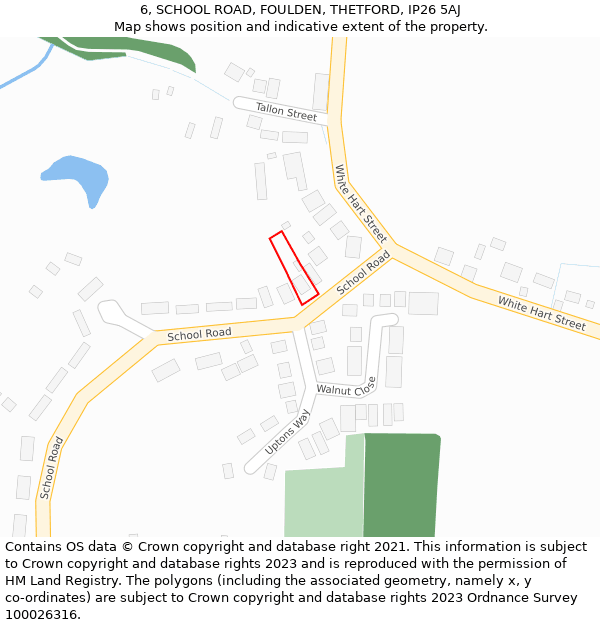 6, SCHOOL ROAD, FOULDEN, THETFORD, IP26 5AJ: Location map and indicative extent of plot