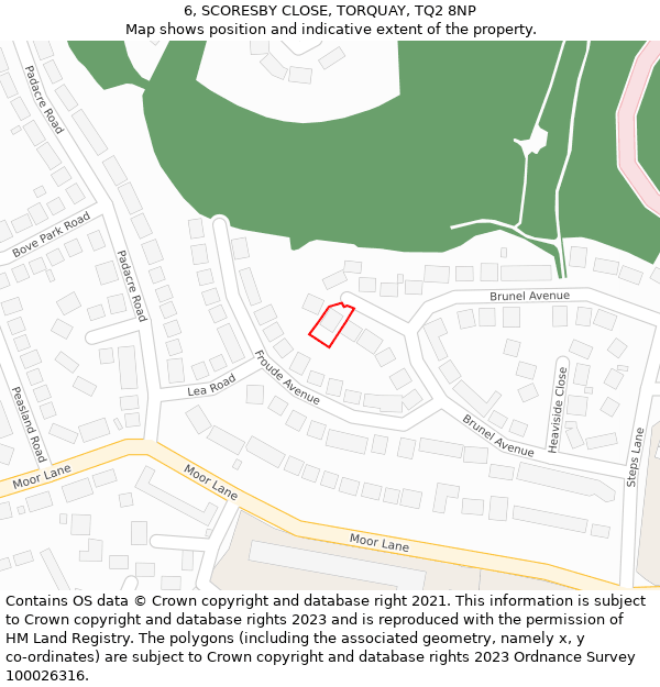 6, SCORESBY CLOSE, TORQUAY, TQ2 8NP: Location map and indicative extent of plot